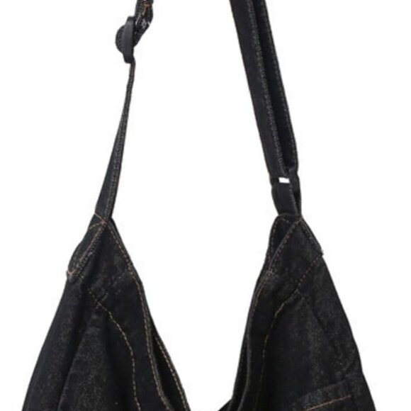 Denim Messenger Shoulder Bag, Blue Jean Hobo Tote Bag,Retro Denim Large Crossbod - Picture 1 of 6